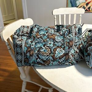 Brown and turquoise Vera Bradley duffle set